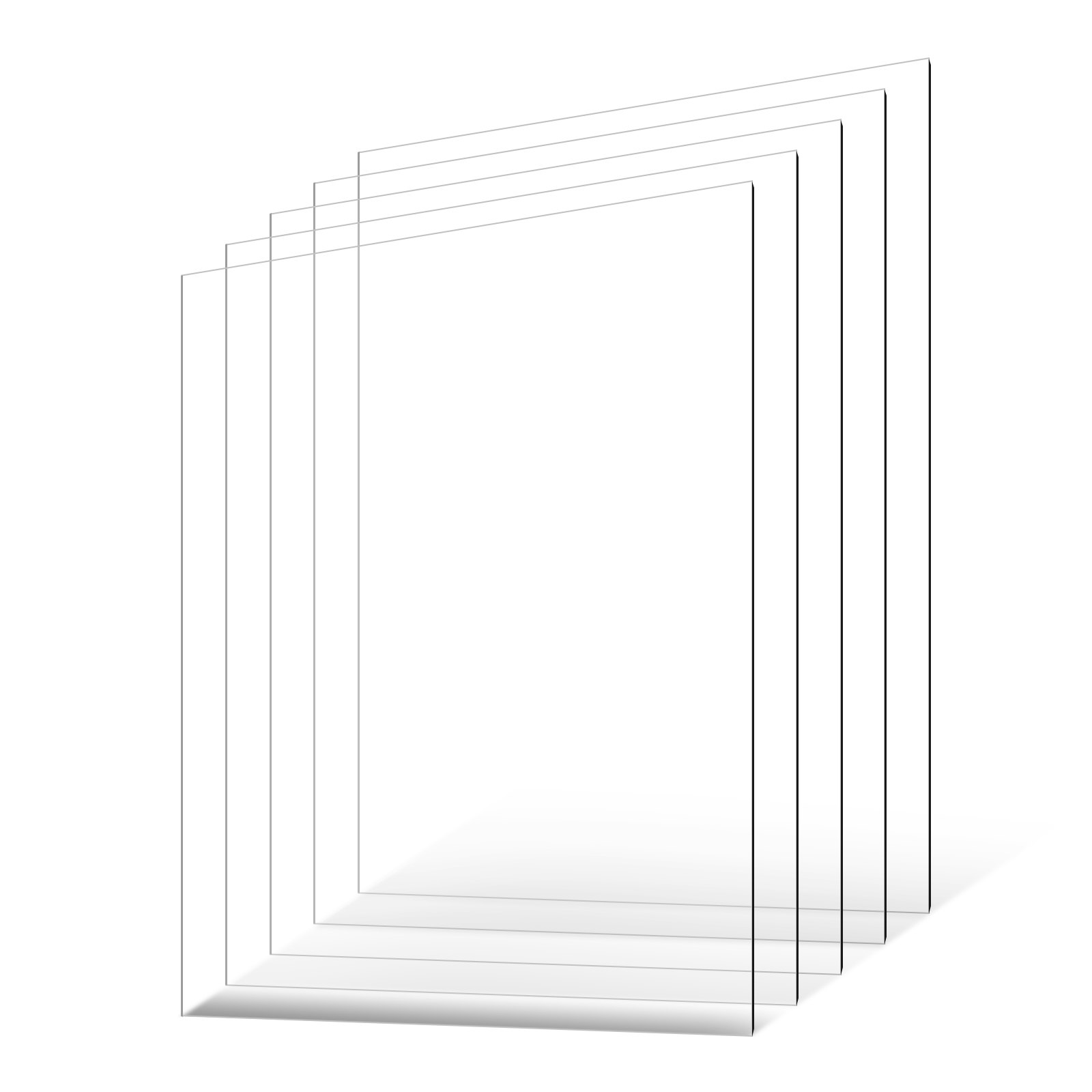 VEVOR PET/Plexiglas sheets, set of 5 plastic sheets, 610x914mm, 1mm thick, transparent, flexible plastic sheets for crafting, replacement glass for picture frames, DIY display projects, easy to cut