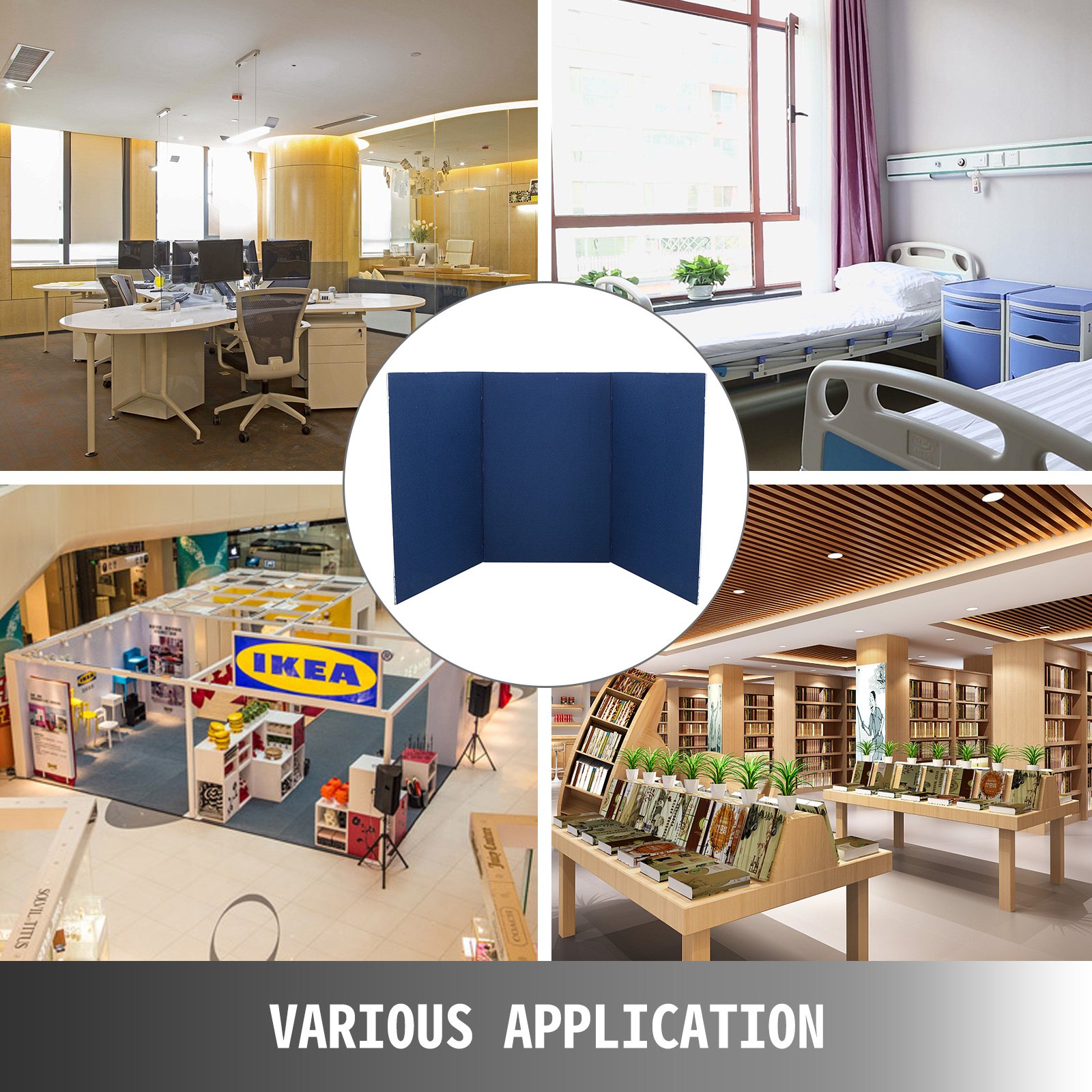 Divisor De Habitación 72*36inch Tablero De La Mesa 3 Paneles Tablero