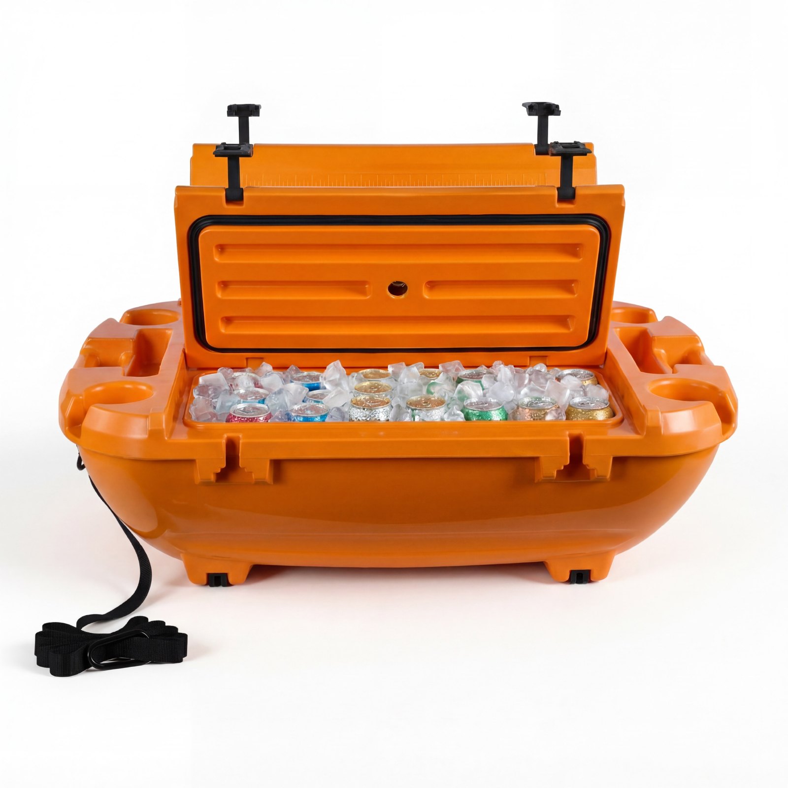 VEVOR Nevera Flotante 37,9 L Enfriador Flotante para Agua y Tierra con Portavasos, Carcasa Rígida Aislada, Asas Laterales, Cuerda de Remolque para Lago Barco Playa Piscina Bebida Hielo, Color Naranja