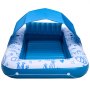 VEVOR Flotador Inflable para Piscina con Toldo 209x140cm, Colchón Hinchable para Tomar Sol para Adultos, Capacidad de 250kg, con Almohada, Soporte para Teléfono y Portavasos para Disfrutar del Agua