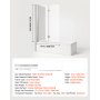 VEVOR Mampara de Ducha Plegable para Bañera 1200 x 1400 mm Puerta de Vidrio, Mampara de Bañera sin Marco, Cristal Templado de Seguridad 6 mm, 2 Bisagras, 180° Plegable, Perfil de Aluminio, Plateado