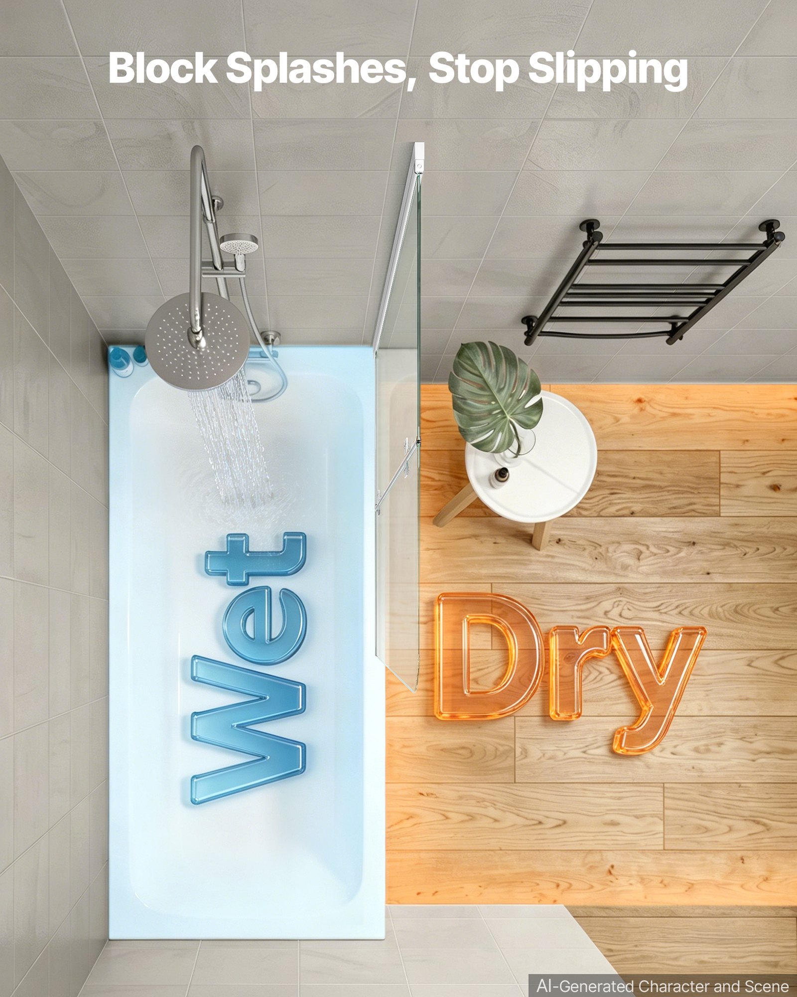 VEVOR Mampara de Ducha Plegable para Bañera 1200 x 1400 mm Puerta de Vidrio, Mampara de Bañera sin Marco, Cristal Templado de Seguridad 6 mm, 2 Bisagras, 180° Plegable, Perfil de Aluminio, Plateado