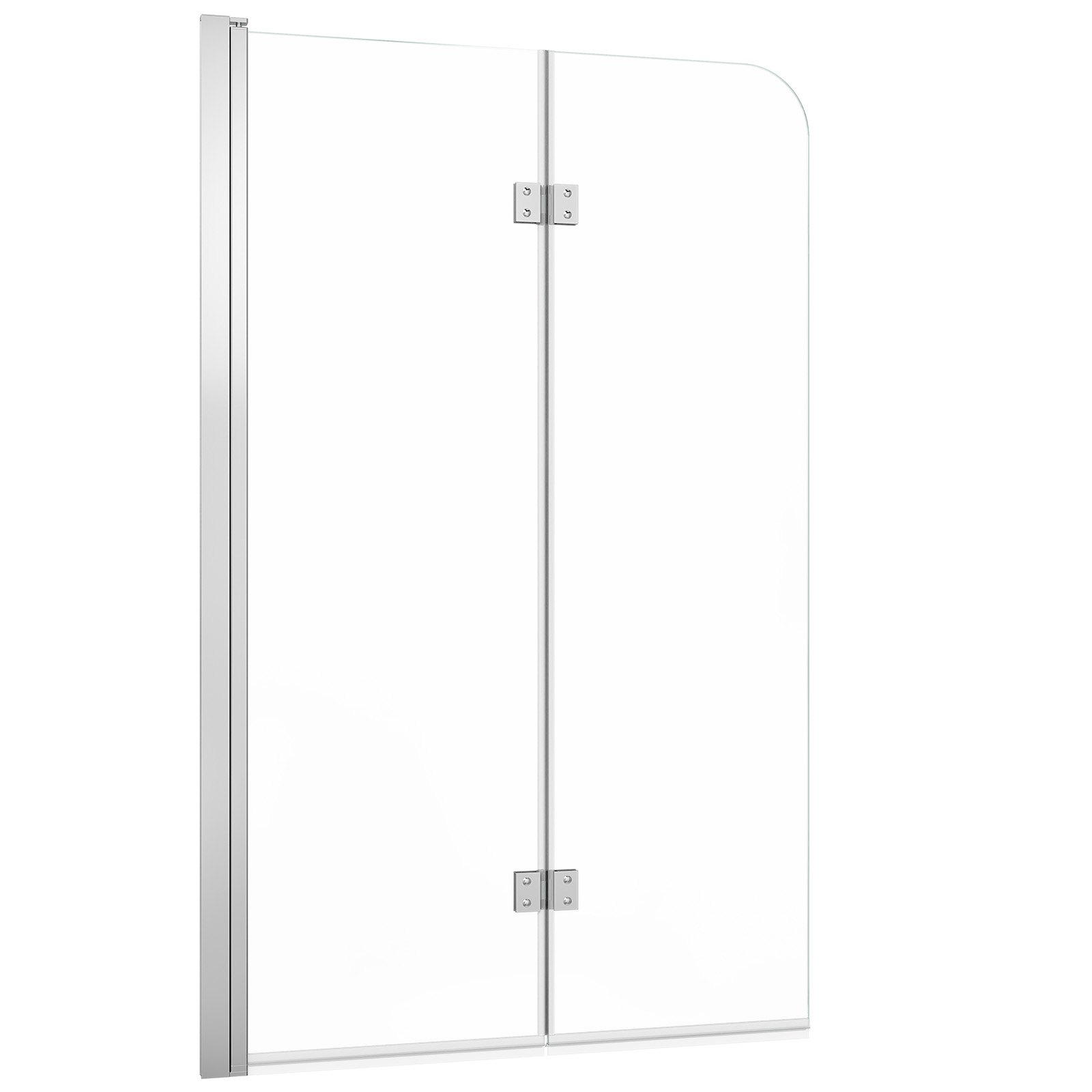 VEVOR Mampara de Ducha Plegable para Bañera 1200 x 1400 mm Puerta de Vidrio, Mampara de Bañera sin Marco, Cristal Templado de Seguridad 6 mm, 2 Bisagras, 180° Plegable, Perfil de Aluminio, Plateado