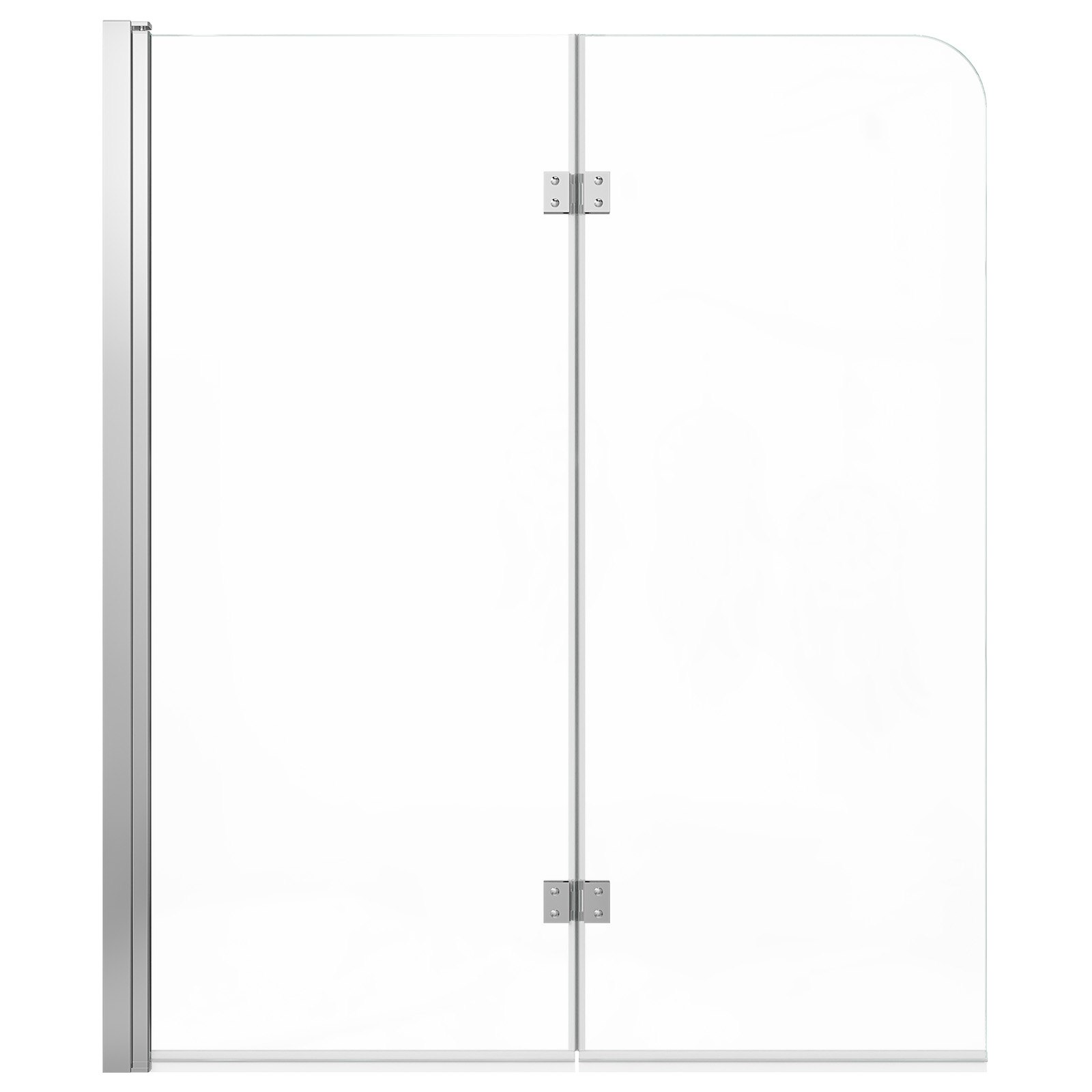 VEVOR Mampara de Ducha Plegable para Bañera 1200 x 1400 mm Puerta de Vidrio, Mampara de Bañera sin Marco, Cristal Templado de Seguridad 6 mm, 2 Bisagras, 180° Plegable, Perfil de Aluminio, Plateado