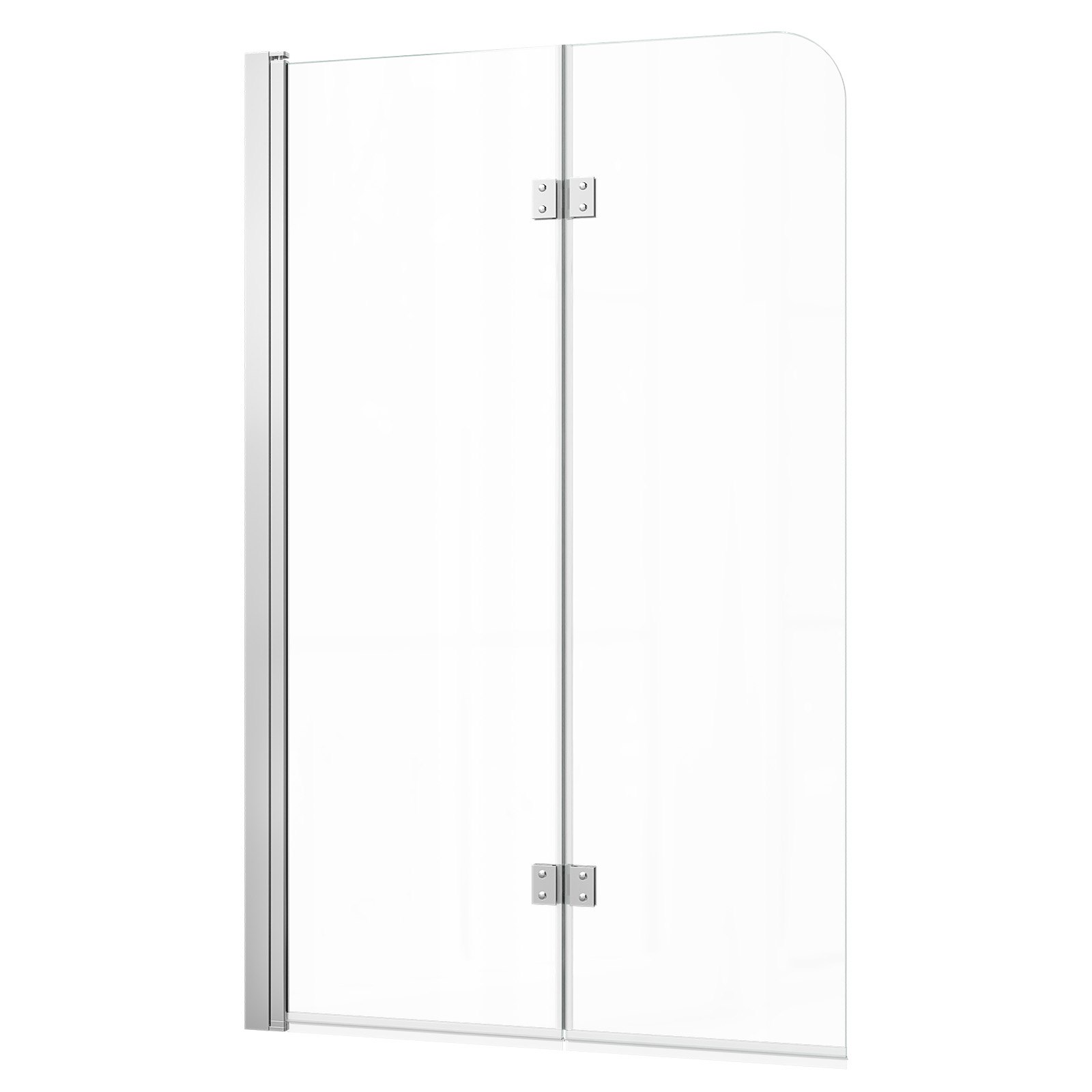 VEVOR Mampara de Ducha Plegable para Bañera 1200 x 1400 mm Puerta de Vidrio, Mampara de Bañera sin Marco, Cristal Templado de Seguridad 6 mm, 2 Bisagras, 180° Plegable, Perfil de Aluminio, Plateado