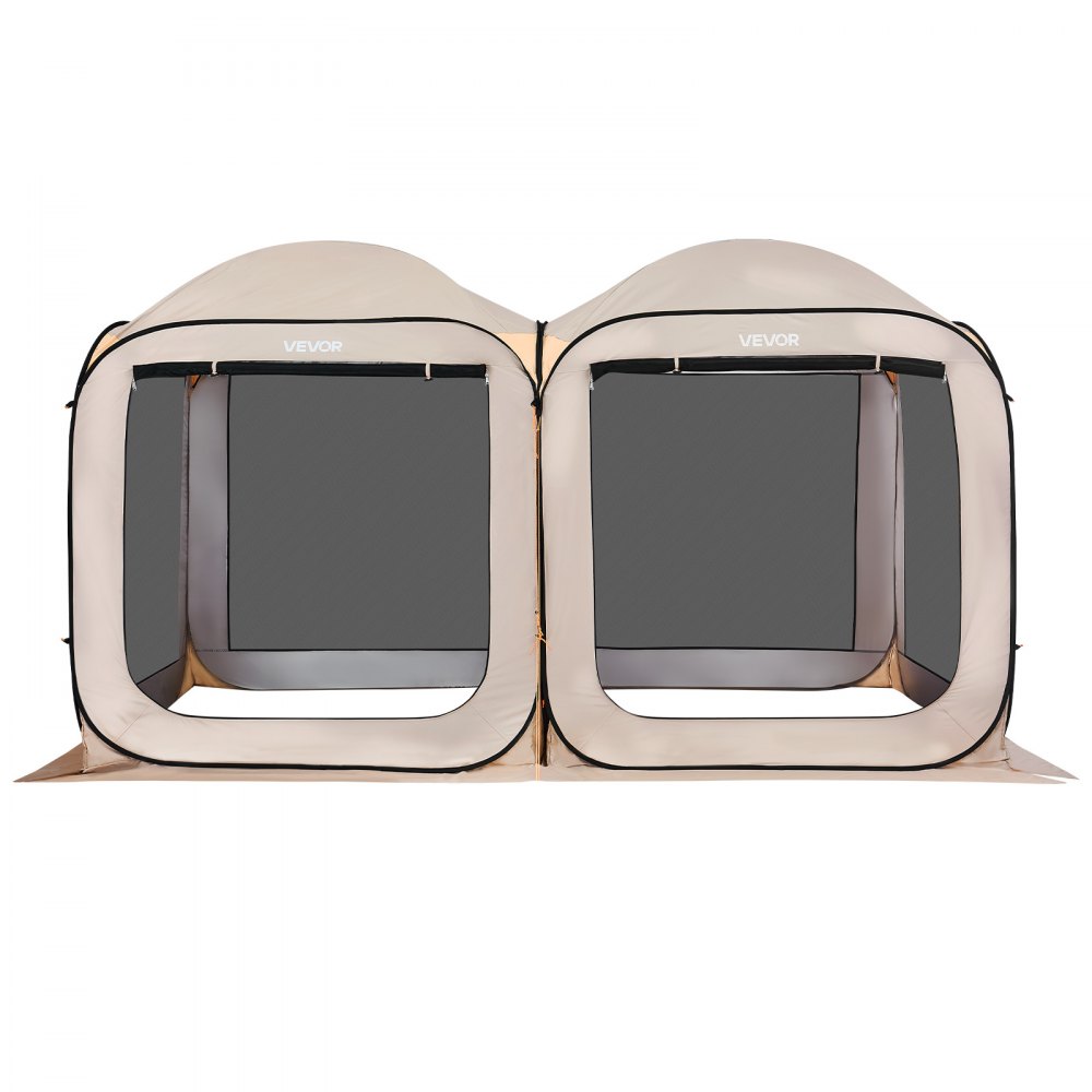 VEVOR Carpa Plegable, 3660 x 1825 x 2200 mm, 2 en 1, con Mosquitera, Bolsa de Transporte, Laterales de Malla y Estacas para el Suelo, para Jardín, Patio y Actividades al Aire Libre. Color Beige