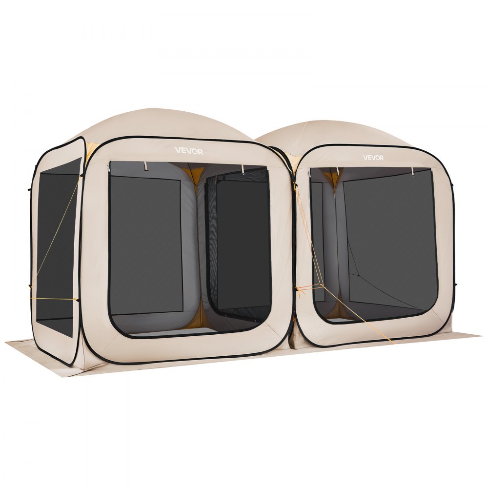 VEVOR Carpa Plegable, 3660 x 1825 x 2200 mm, 2 en 1, con Mosquitera, Bolsa de Transporte, Laterales de Malla y Estacas para el Suelo, para Jardín, Patio y Actividades al Aire Libre. Color Beige