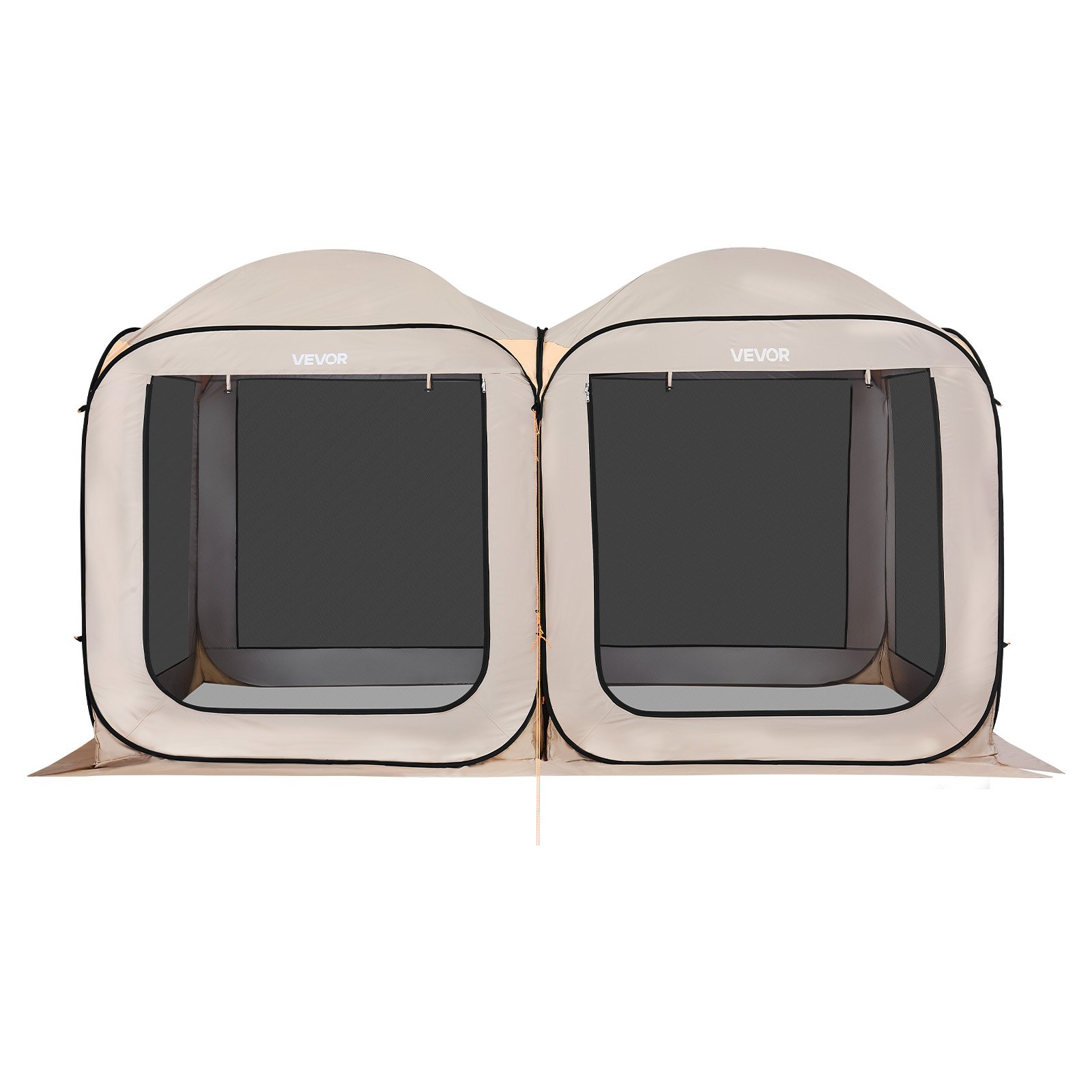 VEVOR Carpa Plegable, 3660 x 1825 x 2200 mm, 2 en 1, con Mosquitera, Bolsa de Transporte, Laterales de Malla y Estacas para el Suelo, para Jardín, Patio y Actividades al Aire Libre. Color Beige