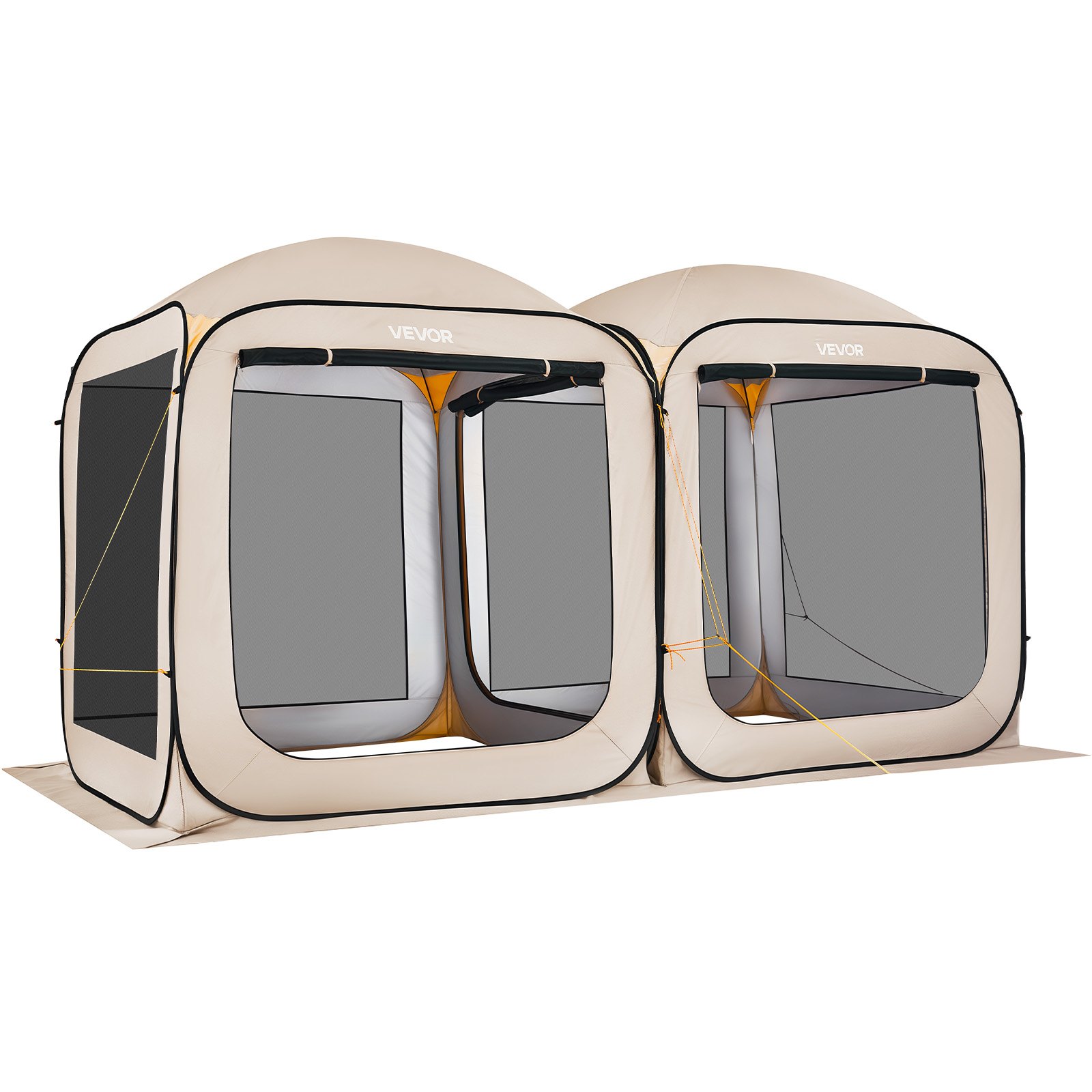 VEVOR Carpa Plegable, 3660 x 1825 x 2200 mm, 2 en 1, con Mosquitera, Bolsa de Transporte, Laterales de Malla y Estacas para el Suelo, para Jardín, Patio y Actividades al Aire Libre. Color Beige