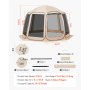 VEVOR Carpa Plegable, 3660 x 3380 x 2300 mm, 10-12 Personas, con Mosquitera, Bolsa de Transporte, Laterales de Malla y Estacas para el Suelo, para Jardín, Patio y Actividades al Aire Libre, Beige