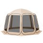 VEVOR Carpa Plegable, 3660 x 3380 x 2300 mm, 10-12 Personas, con Mosquitera, Bolsa de Transporte, Laterales de Malla y Estacas para el Suelo, para Jardín, Patio y Actividades al Aire Libre, Beige