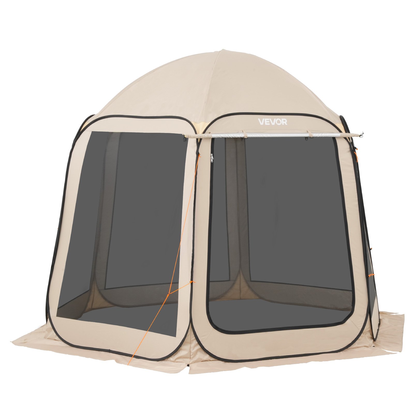 VEVOR Carpa Plegable Portátil con Mosquitera, 3030 x 2650 x 2300 mm, para 4-8 Personas, Polígono de 6 Lados, con Toldo Extensible, Bolsa de Transporte, Laterales de Malla, para Patios, Beige