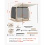VEVOR Screen House Tent, 1825 x 1825 x 2200 mm, 4-6 Person Pop Up Screen Tent with Extended Awning, Portable Screened in Canopy with Carry Bag, Netting Sides, for Patio, and Outdoor Activities, Beige