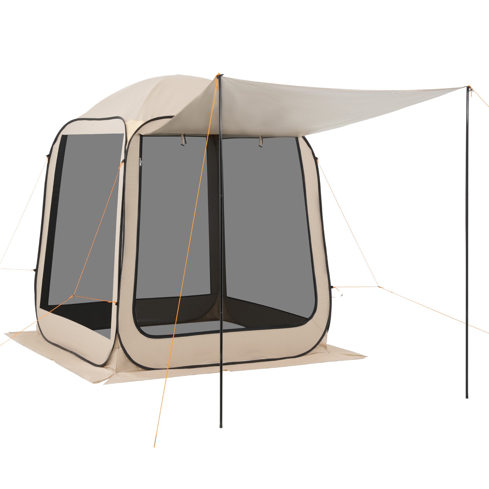 VEVOR Carpa Plegable con Mosquitera, 1825 x 1825 x 2200 mm, 4-6 Personas, Polígono 4 Lados, con Toldo Extensible, Bolsa de Transporte, Laterales de Malla, para Relajarse, Leer o Descansar, Beige