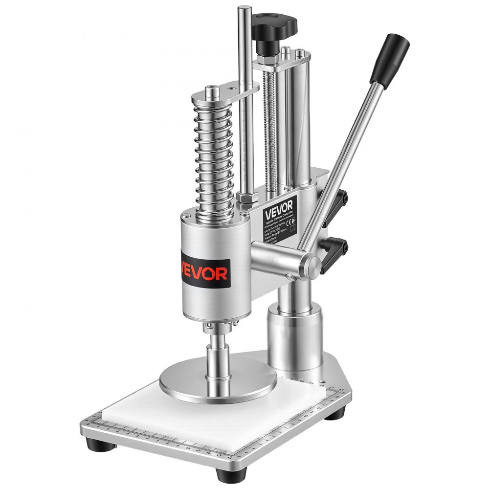 VEVOR Máquina Perforadora de Cuero 10 x 10 cm Prensa Manual para Cuero, Punzonadora para Tela Plástico Goma Papel, Fuerza de Presión 160 kg, Carrera de Presión Ajustable 40 mm, Bordes sin Rebabas