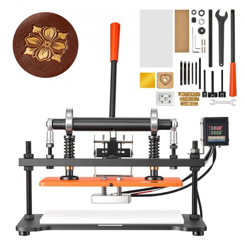 VEVOR Troqueladora Manual de Cuero 360 x 260 mm Máquina de Corte de Acero, para Estampado en Caliente, en Relieve y Cortado, Kit Completo de Accesorios de Sellos y Papeles de Estampación, Manualidades