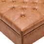 VEVOR Otomana Cuadrada de Cuero Otomana de Esponja de Alta Densidad de Cuero Sintético de 79-86 cm con Almacenamiento, Botones Capitoné y Ruedas Giratorias para Sala de Estar, Dormitorio, Marrón