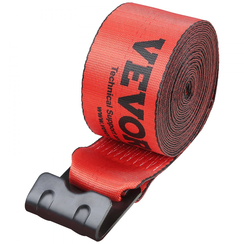 VEVOR Correa de cabrestante 4" x 30 pies 10 Piezas Capacidad de carga 2,7T Correas de camión de resistencia a la rotura 8,2 T con gancho plano, control de carga para remolques, granjas, rescates, rojo