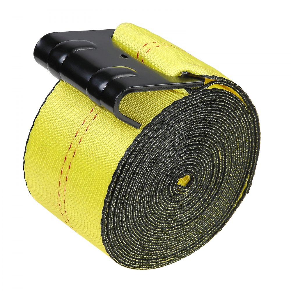 VEVOR Correa de cabrestante 4" x 40 pies 10 Piezas Carga 2,7 T Correas de camión de resistencia a la rotura 8,2 T con gancho plano, control de carga para remolques, granja, rescates, amarillo