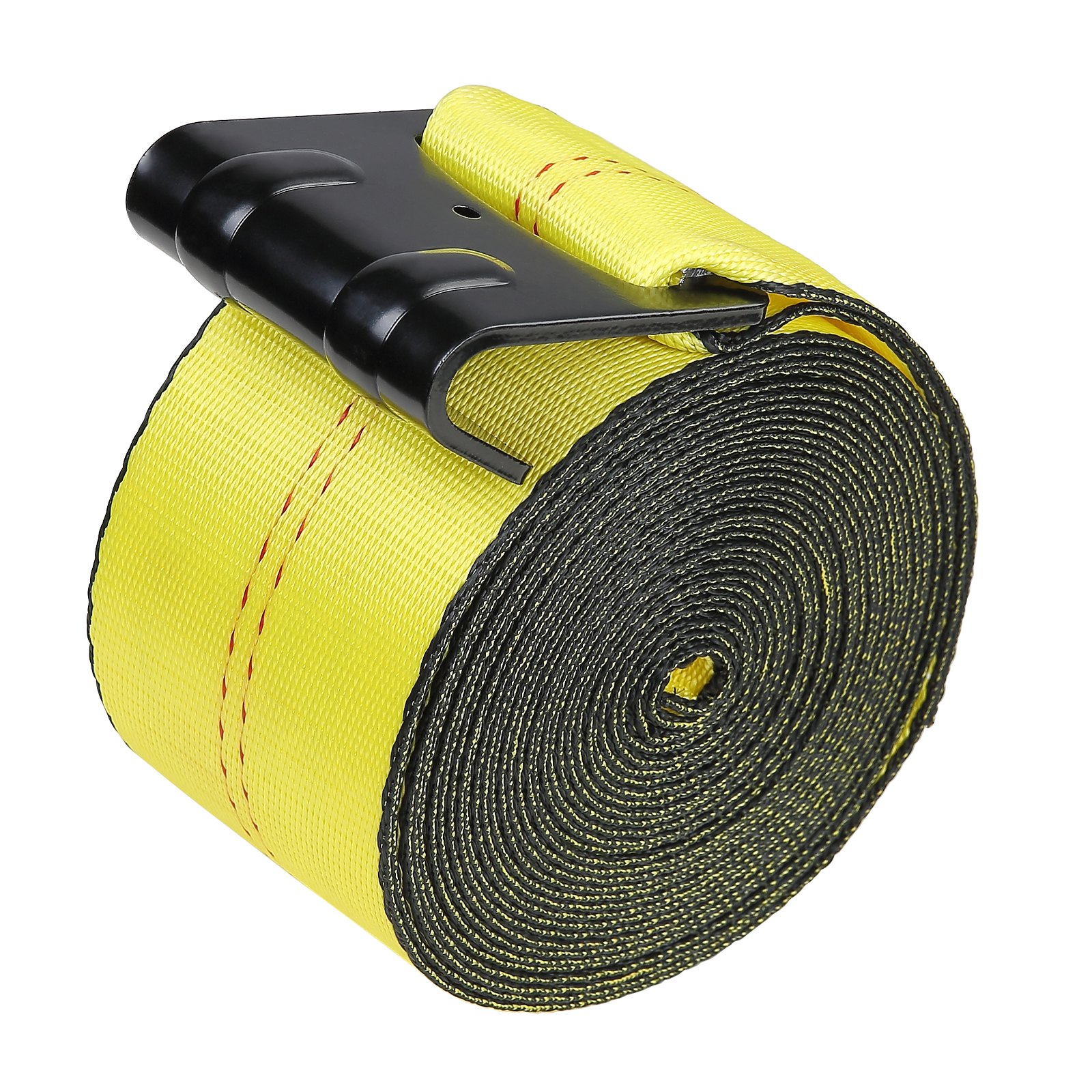 VEVOR Correa de cabrestante 4" x 40 pies 10 Piezas Carga 2,7 T Correas de camión de resistencia a la rotura 8,2 T con gancho plano, control de carga para remolques, granja, rescates, amarillo