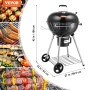 Parrilla de carbón VEVOR con altura ajustable, ideal para preparar kebabs, salchichas y pescado a la parrilla.