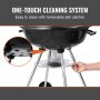 VEVOR Barbacoa de Carbón Redonda Diámetro de 56 cm Barbacoa Redonda con Tapa y Ruedas Parrilla de Carbón de Porcelana Esmaltada Termómetro y Aireadores Integrados Jardín Playa Camping al Aire Libre