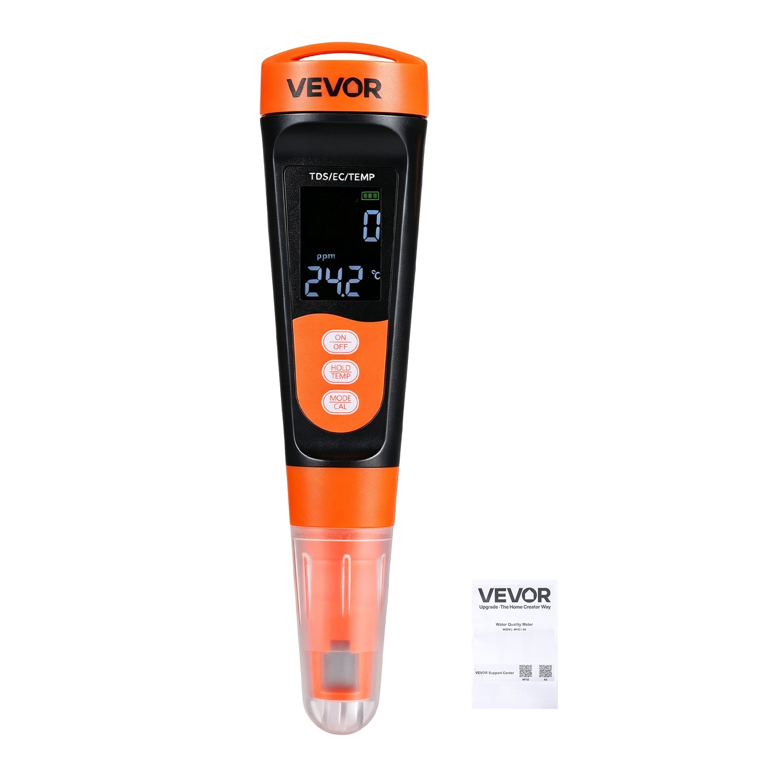 VEVOR Medidor de TDS Digital, Rango de medición 0-9990 ppm, Probador Multiparamétrico de TDS y Conductividad, con Compensación Automática de Temperatura, Pantalla LCD, para Laboratorio Agua Potable