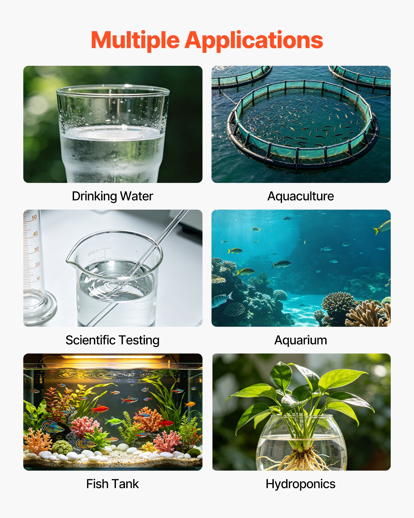 VEVOR Medidor de pH de Laboratorio de Sobremesa, Rango de Medición 0-14 pH de Alta Precisión, con Solución de Calibración, Almacenamiento de hasta 50 Datos de Medición, para Calidad de Agua Acuario