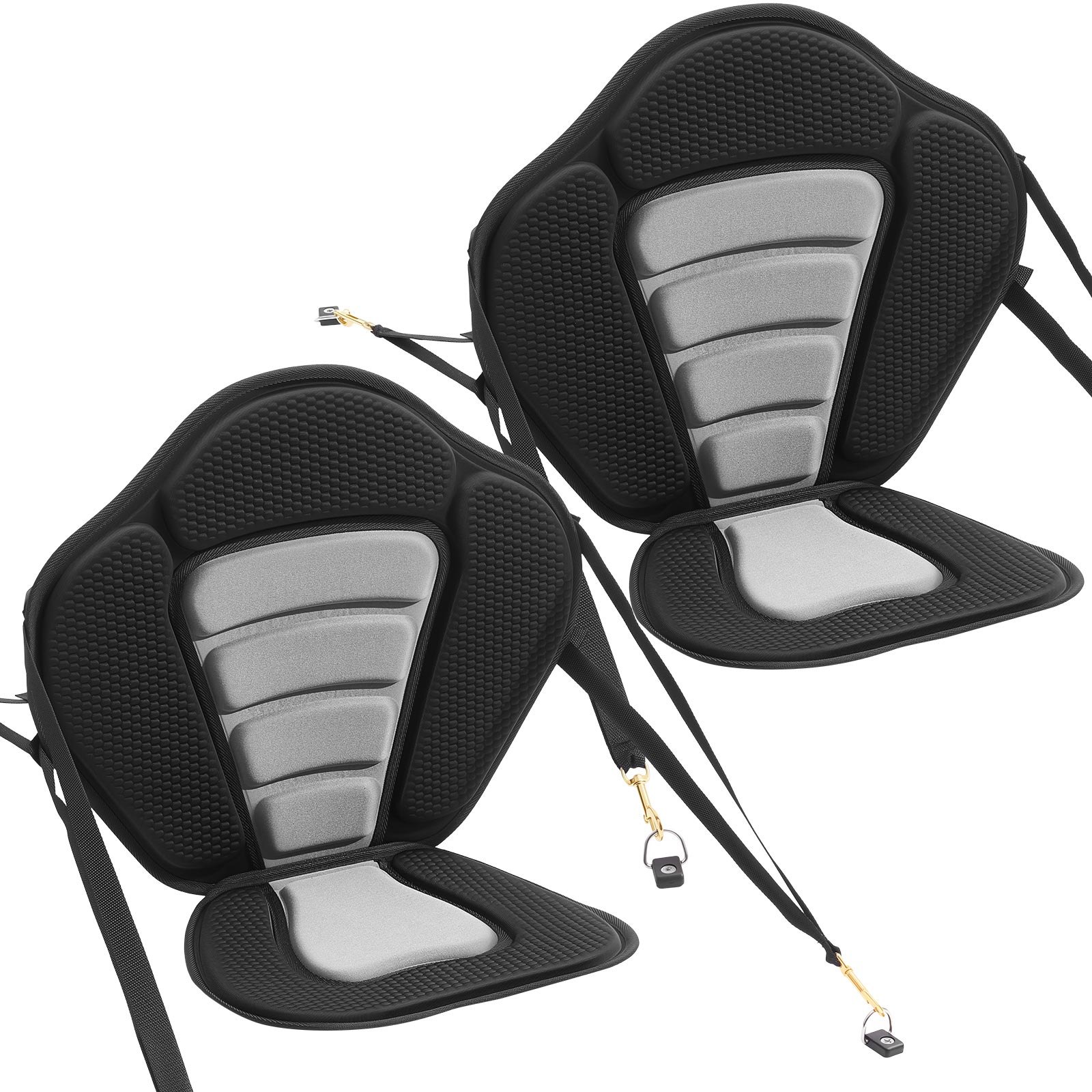 VEVOR Asiento Acolchado para Kayaks 2 Piezas, Asiento de Canoa con Respaldo Grosor de 12 mm, Cojín de Kayak con Bolsa de Almacenamiento y Correas Ajustables para Bote de Pesca, Tabla de Paddle