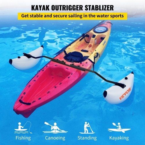 VEVOR Estabilizador de Kayak Inflable 2PCS Estabilizador para Canoa Material de PVC Sistema Estabilizador de Kayak con Longitud Ajustable de 81,5 - 94 pulgadas, Fácil de Inflar, Plegable y Portátil