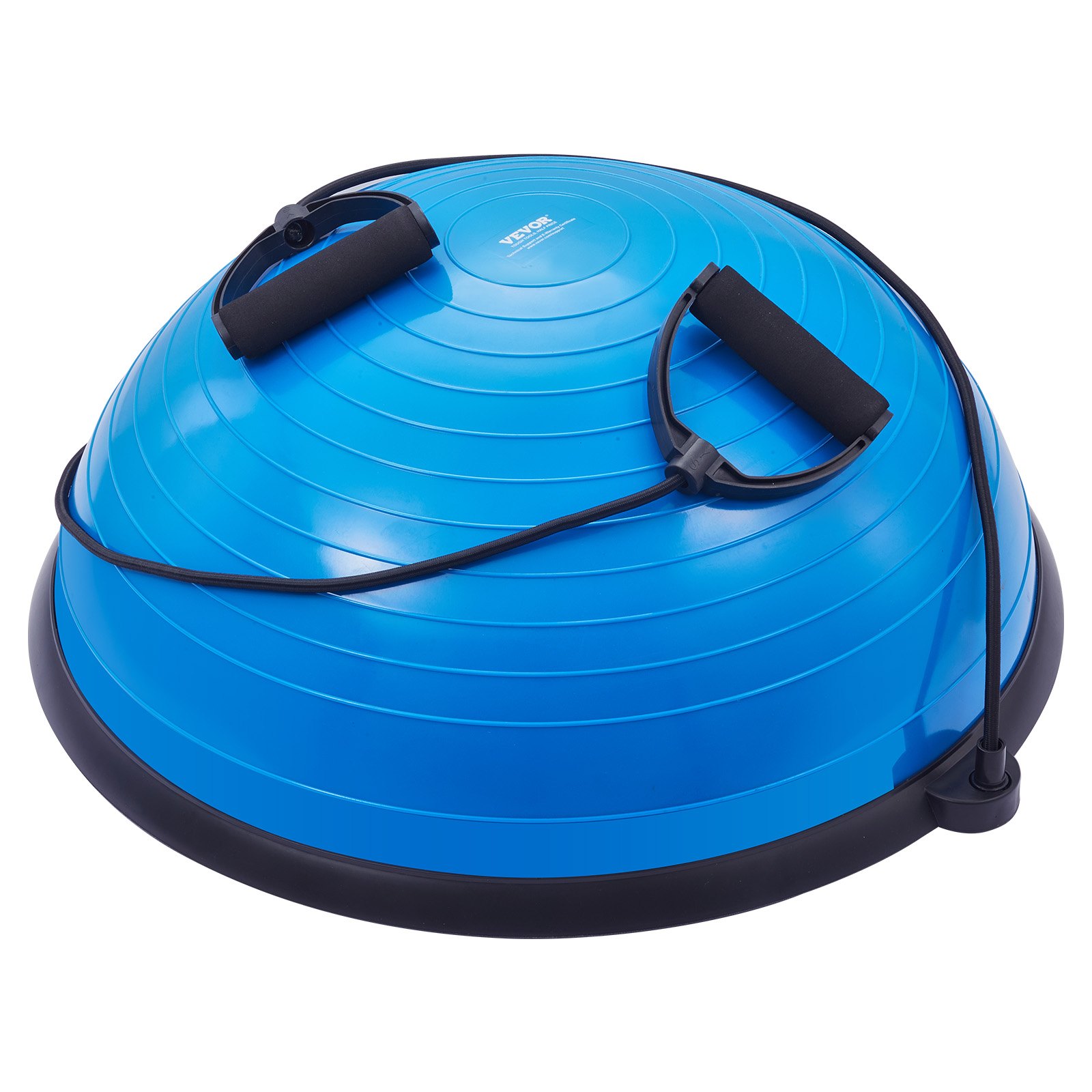 VEVOR Entrenador de Pelota de Medio Ejercicio, Entrenador de Pelota de Equilibrio de 620 x 215 mm de Capacidad de 300 kg con Bandas de Resistencia y Bomba de Pie para Gimnasio en Casa, Color Azul