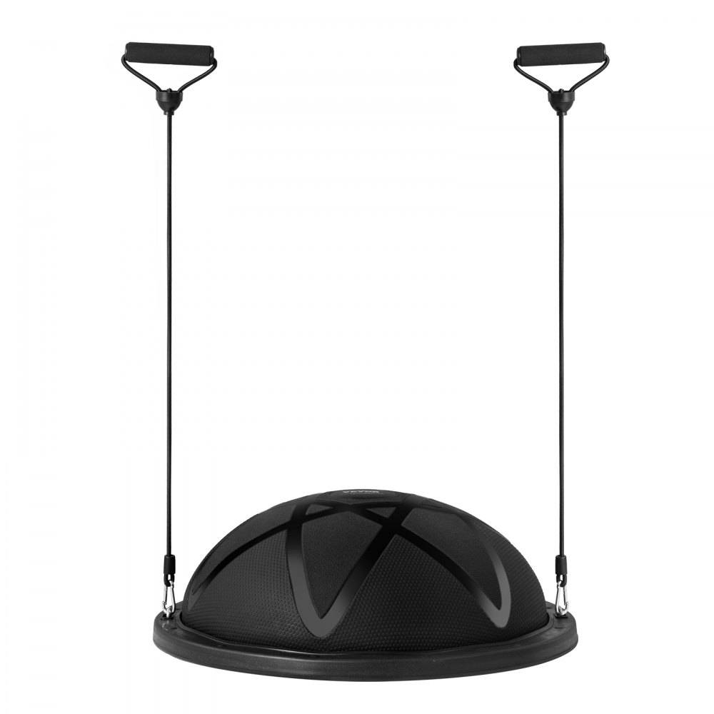 VEVOR Entrenador de Pelota de Ejercicio Medio, Entrenador de Pelota de Equilibrio de 580 x 200 mm de Capacidad de 300 kg con Bandas de Resistencia y Bomba, para Gimnasio en Casa de Cuerpo, Negro