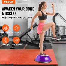 VEVOR Entrenador de Pelota de Medio Ejercicio, Entrenador de Pelota de Equilibrio de 620 x 215 mm de 300 kg con Bandas de Resistencia y Bomba de Pie, para Gimnasio en Casa de Cuerpo Completo, Morado
