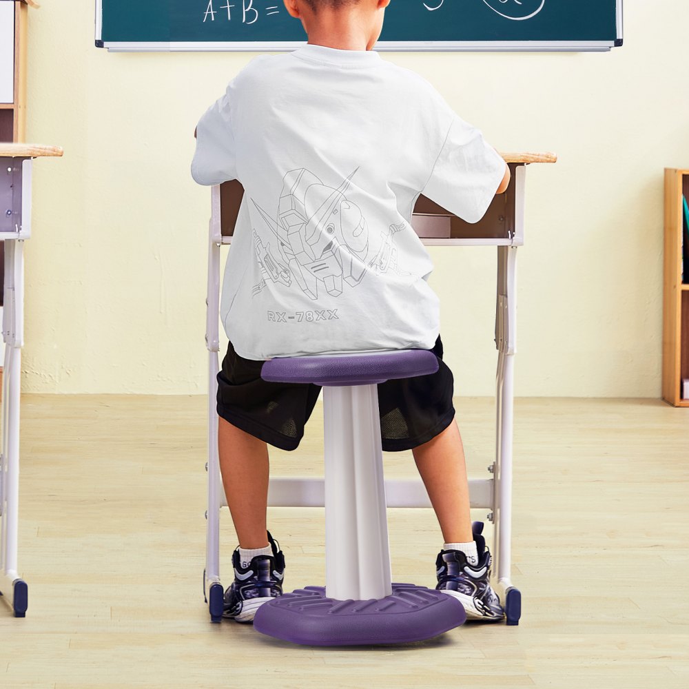 VEVOR Wobble Chair for Children, Rocking Stool with Sponge Cushion, Children's Stool Improves Concentration, Posture and Calms Children, 70 kg Load Capacity, HDPE Wobble Stool, Ideal for Schools and Home, Purple