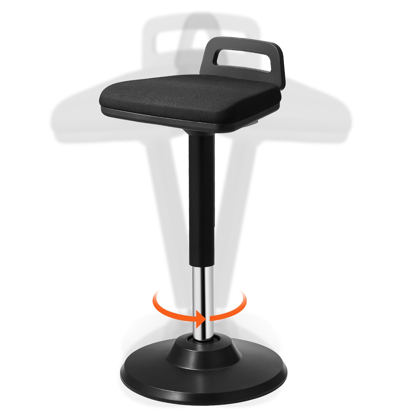 VEVOR Active Chair Wobble Stool Standing Stool with Handle, Height Adjustable (625-875 mm), Office Stool Made of Elastic Fabric & Foam, Ideal for Schools, Office and Home, 8° Tilt Angle, Black