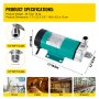 VEVOR MP-15RP Bomba de Cerveza con Bomba de Pozo de Grado Alimenticio 10 W, Cabeza de Acero Inoxidable, Bomba de Cerveza de Elaboración Magnética con Bomba de Cerveza de Alta Temperatura 120 ℃