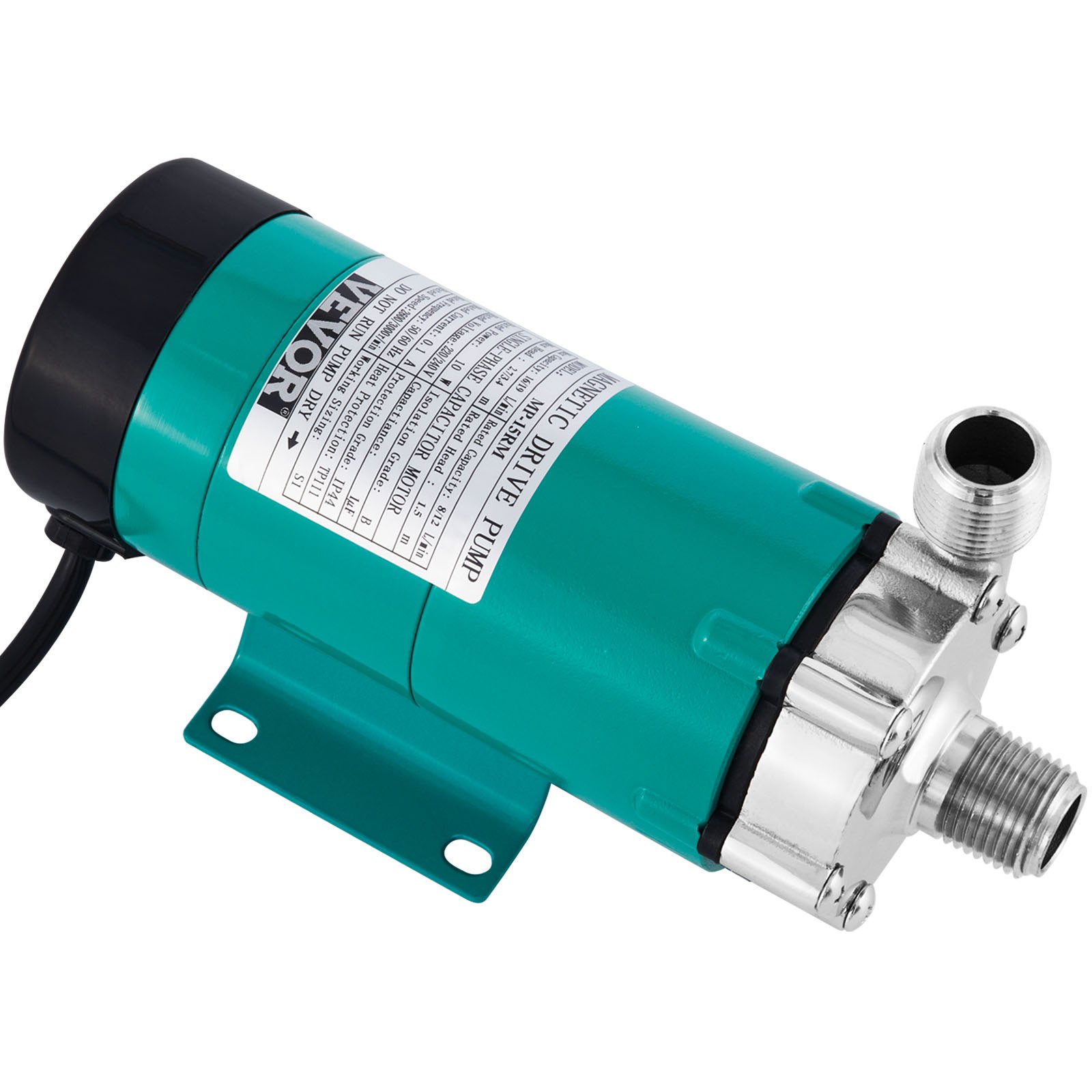 VEVOR MP-15RP Bomba de Cerveza con Bomba de Pozo de Grado Alimenticio 10 W, Cabeza de Acero Inoxidable, Bomba de Cerveza de Elaboración Magnética con Bomba de Cerveza de Alta Temperatura 120 ℃