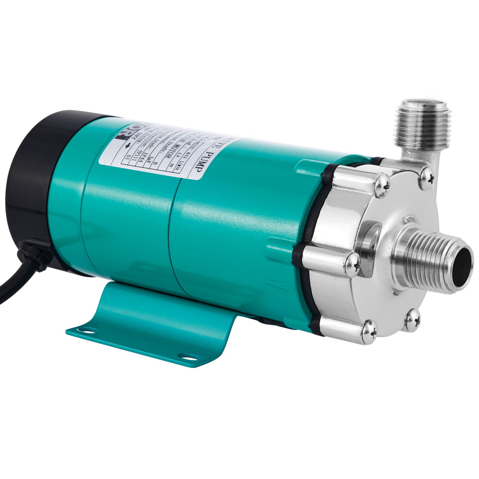 VEVOR MP-15RP Bomba de Cerveza con Bomba de Pozo de Grado Alimenticio 10 W, Cabeza de Acero Inoxidable, Bomba de Cerveza de Elaboración Magnética con Bomba de Cerveza de Alta Temperatura 120 ℃