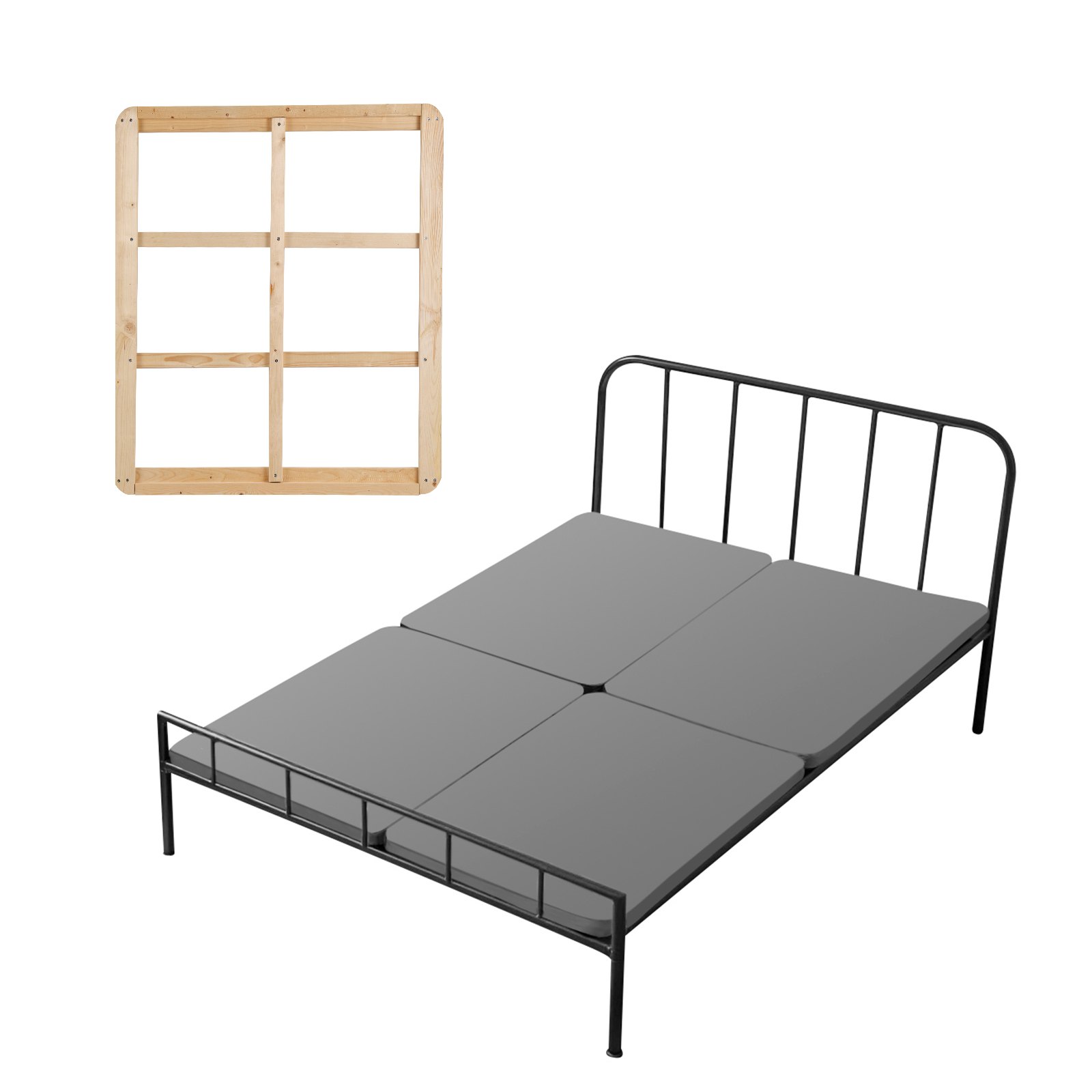 VEVOR Tableros de Cama para Debajo del Colchón, Tamaño Queen (148 x 201 cm), Tablero de Bunkie, 4 Piezas, Marco de Madera con Tejido Oxford 200D, Resistente a la Humedad, Soporte para Colchón, Gris