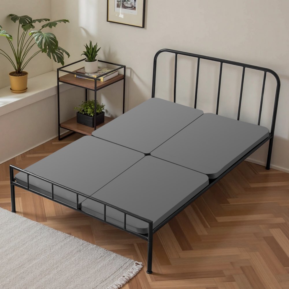VEVOR Tableros de Cama para Debajo del Colchón, Tamaño Individual, Tablero de Bunkie de 38 mm, Paquete de 2 Piezas, Marco de Madera con Tejido Oxford 200D, Transpirable, Soporte para Colchón, Gris