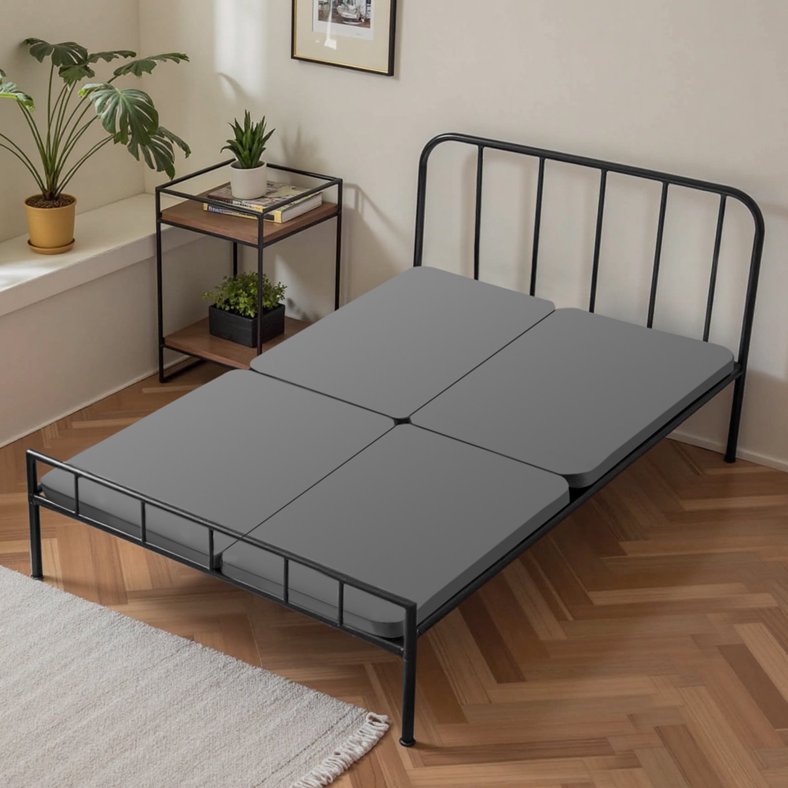 VEVOR Tableros de Cama para Debajo del Colchón, Tamaño Individual, Tablero de Bunkie de 38 mm, Paquete de 2 Piezas, Marco de Madera con Tejido Oxford 200D, Transpirable, Soporte para Colchón, Gris