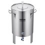 VEVOR Fermentador de Cerveza de 60L, Hervidor de Acero Inoxidable 304, Fermentador de Cubo de Cerveza para Elaboración de Cerveza, Suministros de Elaboración Casera con Base