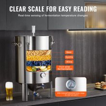 VEVOR Fermentador de Cerveza de 60L, Hervidor de Acero Inoxidable 304, Fermentador de Cubo de Cerveza para Elaboración de Cerveza, Suministros de Elaboración Casera con Base