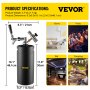 VEVOR Sistema de Mini Barril de Cerveza a Presión 4L Negro Grifo de Cerveza de Acero Inoxidable 135x420mm Sistema de Dispensador de Cerveza de Regulador de Presión CO2 para Hogar Bar Fiesta Camping