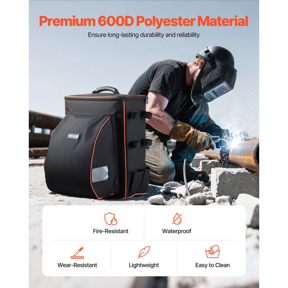 VEVOR Mochila de Soldadura 35,6 L para Herramientas y Casco, Mochila de Equipo Extremo de Poliéster 600D con Bolsa para Guardar el Casco, para Guardar Equipo de Soldadura, Acampada y Montañismo