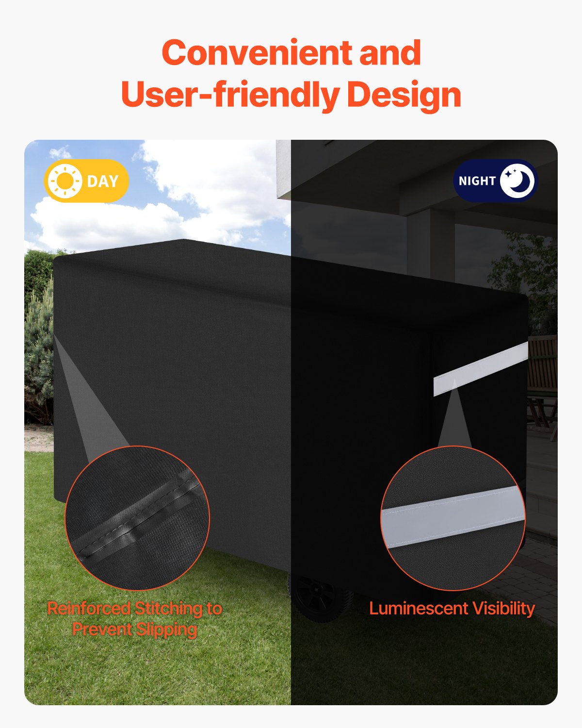 VEVOR Grill Cover (167.64 cm) for Outdoor Grills, Waterproof & Weatherproof, Durable 600D Polyester, Easy to Put On and Take Off, with Secure Buckles, Black