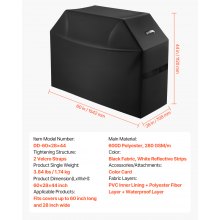VEVOR Funda Impermeable para Parrilla de Exterior 1524 x 708 x 1120 mm Negro
