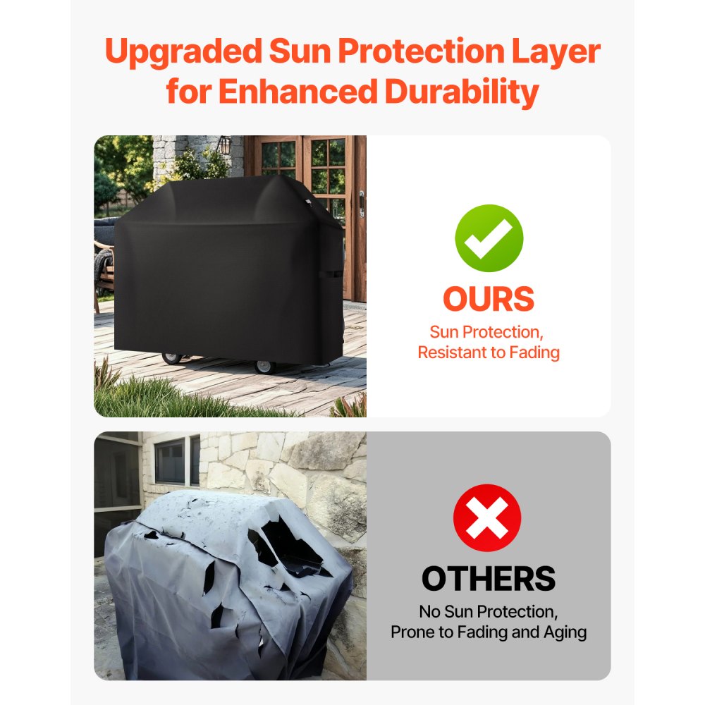 VEVOR Grill Cover, Protective Cover for Grills (1473 mm), Waterproof & Weatherproof, Durable 600D Polyester, Easy to Put On and Take Off, with Velcro Straps