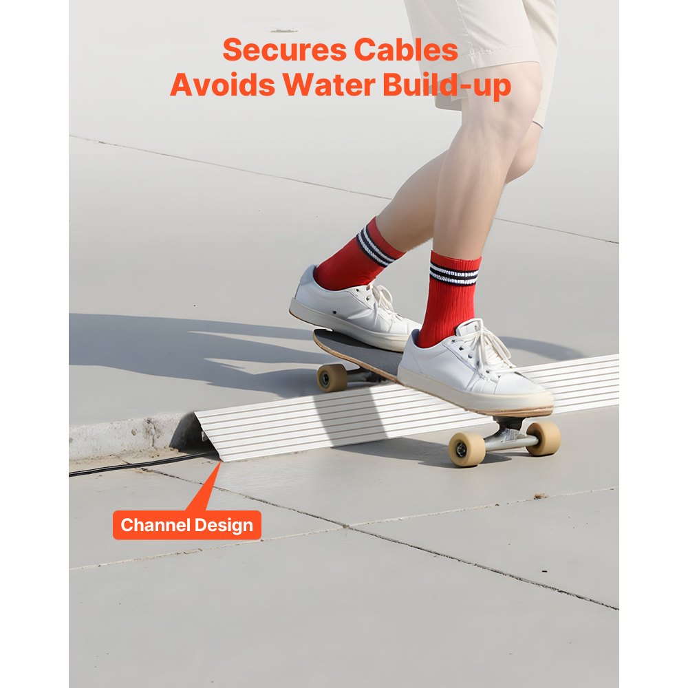 VEVOR Rampa de Umbral Elevación de 2,5 cm, Rampa de Aleación de Aluminio para Bordillos Entrada, Capacidad de Carga de 363 kg, para Sillas de Ruedas, Scooters, Sillas Eléctricas, Escaleras de Casa