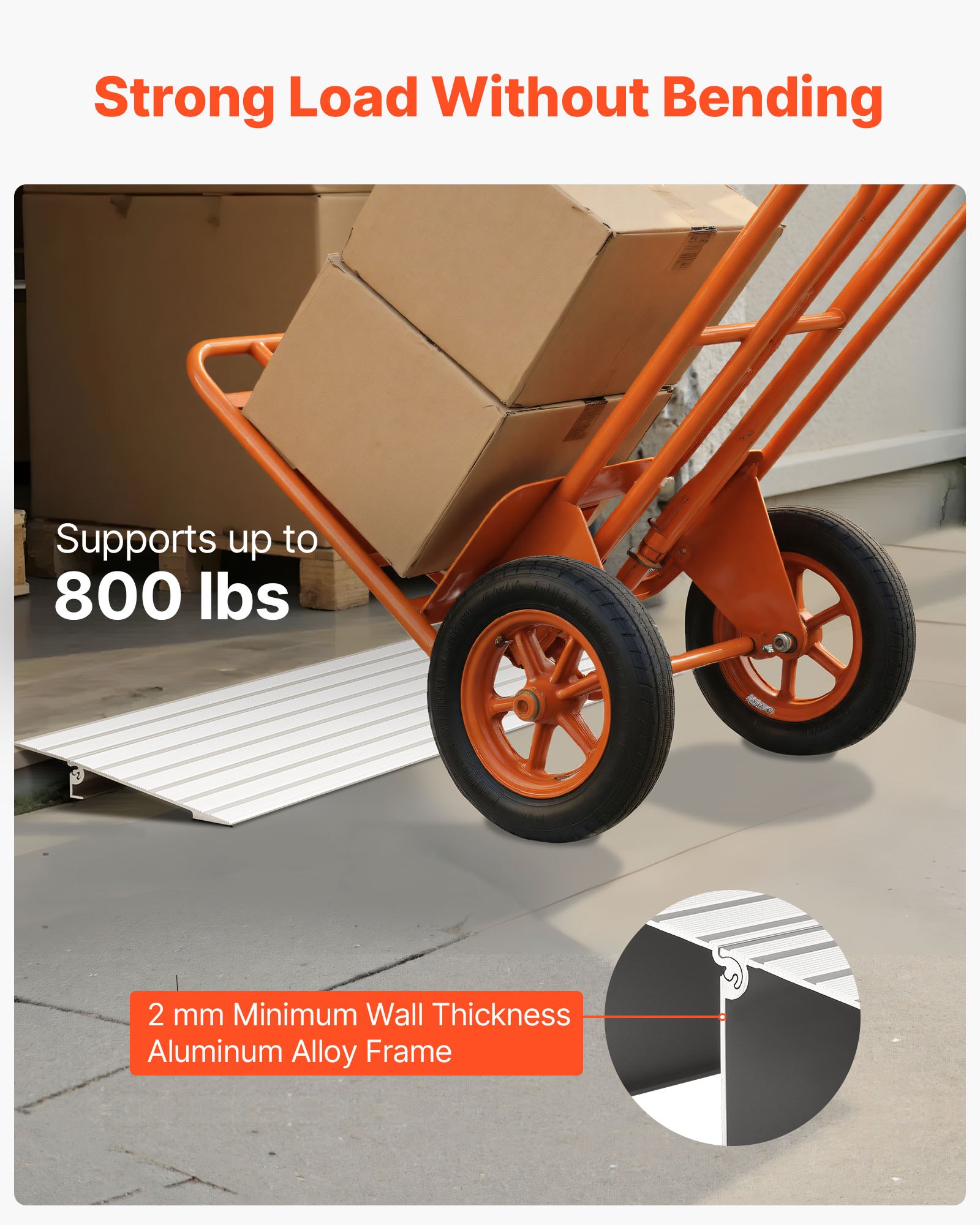 VEVOR Rampa de Umbral Elevación de 2,5 cm, Rampa de Aleación de Aluminio para Bordillos Entrada, Capacidad de Carga de 363 kg, para Sillas de Ruedas, Scooters, Sillas Eléctricas, Escaleras de Casa